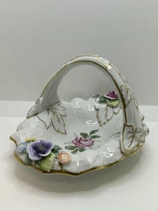 Vintage Dresden Hand Painted Porcelain Basket Von Schierholz Germany 1817 Candy - Picture 1 of 7