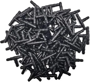 200pcs 1/4" Universal Barbed Tee Fittings, Drip Irrigation Barbed Connectors ... - Picture 1 of 7
