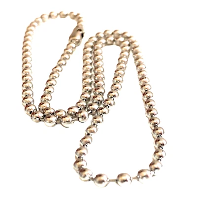 Collana militare in acciaio inox da uomo catenina catena a palline sfere 50 cm - Immagine 1 di 4