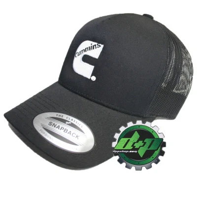 Cummins trucker mesh summer cummings hat ball cap snap back black centered logo - Image 1 of 2