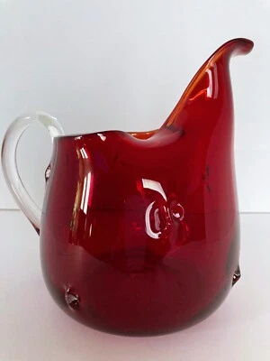 Prickly Pitcher/Jug Bishoff Glass In Ruby Red - Image 1 of 4