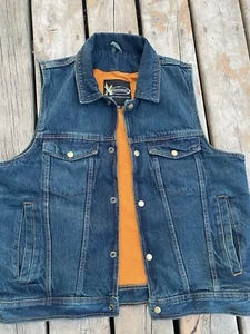 XElement  Advanced motorcycle gear Men's denim vest Secret pockets XL - Picture 1 of 2