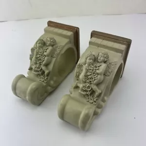 Vintage Curtain Drapery Rod Holders Scarf Swag Resin Corbel Style - Picture 1 of 17