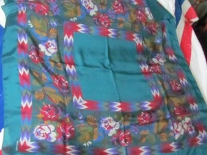 ECHO Silk Scarf Abstract Native American Indian Folk Art Geometric Floral Roses - Picture 1 of 17