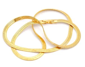 Bracciale Piatto Serpente Placcato Oro Ottone - Catene Collana 4mm con Connettore 4665 - Foto 1 di 3