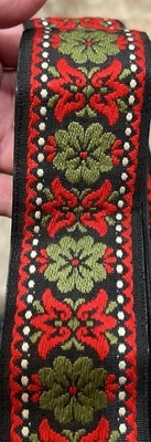 复古刺绣无品牌 70 年代吉他带波西米亚吉他民间花卉阅读! — 第 1/4 张图片