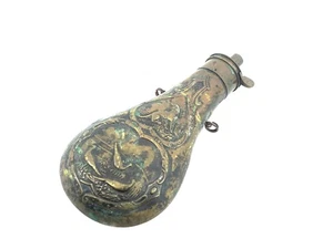 G & JW. Hawksley Sheffield Powder Flask, Pheasant & Hunting Dog Design - Picture 1 of 4