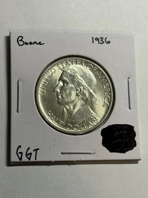 1936 Daniel Boone Commemorative Silver Half Dollar 50C Choice BU UNC - Image 1 of 4