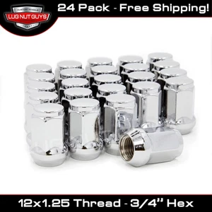 24 Lug Nuts Bulge Acorn 12x1.25 Chrome 3/4" Hex - Picture 1 of 4
