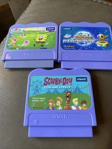 V-Tech Lot Of 3 V.SMILE Learning Games For Kids Scooby, Sponge Bob & Zayzoo - Picture 1 of 6
