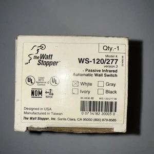 Interruptor de pared automático infrarrojo pasivo The Watt Stopper WS-120/277-W - Imagen 1 de 3