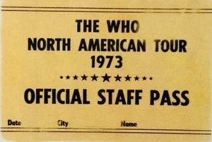The Who 1973 American tour staff pass - Picture 1 of 2