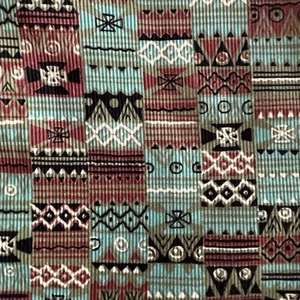 Vintage türkis Southwest Cord Stoff 104x36,5 Zoll 1970er Aztekenmuster 2,8 Yards - Bild 1 von 6