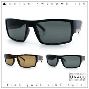Gafas de sol deportivas refinadas de plástico rectangular estrecho con lentes de vidrio para hombre - Imagen 1 de 21