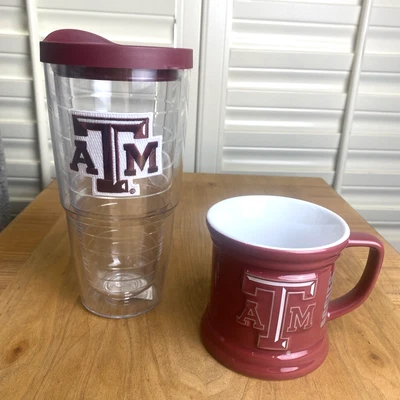 Tervis TEXAS A & M Aggies 24 oz Clear Insulated Tumbler 12 oz Ceramic Mug NCAA - Image 1 of 4