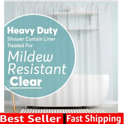 Forro de cortina de ducha de peso magnético - PEVA de alta resistencia 72x72 con ojales Foto 1 de 4