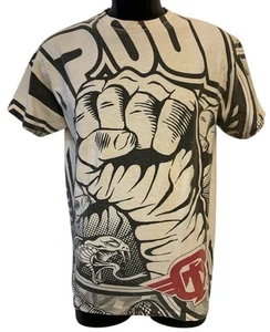 Tapout Tee Mens Sz M Rising Fist T-shirt Cotton Short Sleeve Black White Read - Picture 1 of 4