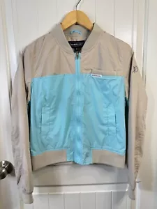 Bomber giacca a vento solo membri donna taglia M blu kaki colorblock nuovo con etichetta - Foto 1 di 13