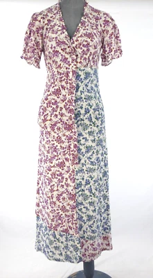 Vestido Anthropologie Belice Estampado Floral Midi Patchwork Volantes Campesino UK6 NUEVO CON ETIQUETAS Foto 1 de 4