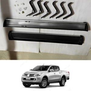 BLACK RUNNING BOARD SIDE STEPS RAILS FOR MITSUBISHI L200 TRITON SERIES 5 15-19 - Picture 1 of 18