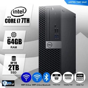 DELL Desktop Computer PC Up to i7 7TH, 64GB RAM, 2TB SSD, Windows 10/11,WIFI BT - Picture 1 of 4