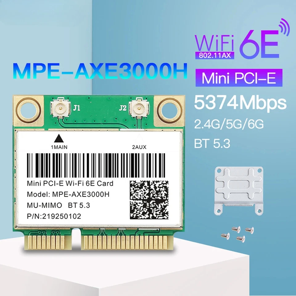 WiFi 6E 5374Mbps Mini PCI-E WiFi Card AX210 BT 5.3 Tri Band 2.4G/5G/6Ghz802.11AX - Image 1 of 4
