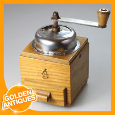 ✅ old rare vintage antique Poland BIELSKO Wooden Metal Brass Coffee Grinder Mill