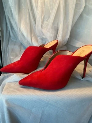 SCHUTZ DOCIA CLUB ZAPATOS DE SALÓN MULA DE GAMUZA ROJOS PUNTA PUNTIAGUDA TALLA 8,5 Foto 1 de 4
