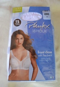 Playtex 18hr Bra #4695 Front Close Flex Back Wire Free White 42DDD - Picture 1 of 10