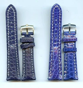 MB Blue Genuine Alligator Strap Leather Lined  & Rolex Tudor Steel, Gold Buckle - Picture 1 of 7