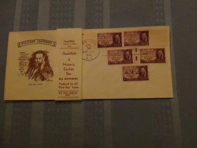 US # 946 Pulitzer 3 Cent Set Of 5 Pent Arts Cachet Unaddressed FDC W/Label  #10  - Image 1 of 4