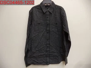 NWT - Coastal Men's Grey Striped Button Down Long Sleeve Cotton Shirt, Size S - Picture 1 of 7