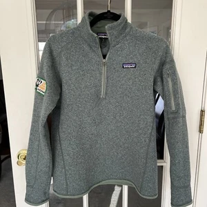Patagonia Womens Better Sweater Fleece Jacket Medium 1/4 Zip Pullover Green READ - Picture 1 of 11