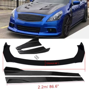 For Infiniti G37 Gloss Black Front Rear Bumper Lip Splitter Spoiler Side Skirts - Picture 1 of 14