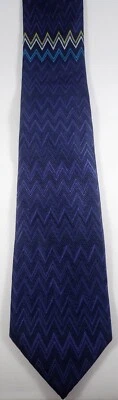 MISSONI AZUL con ESPIGA MULTICOLOR 100% SEDA CORBATA CUELLO Foto 1 de 4