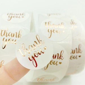 50/100pcs Thank You Stickers Rose Gold Business Gifts Adhesive Seals 25MM - Picture 1 of 1