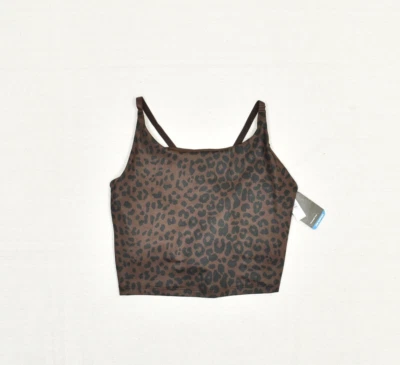NEW Gap Women's Tank Top Crop Cheetah Polyester Brown Sleeveless Size L - Image 1 of 4