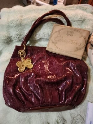 Bonito bolso hobo de PVC marrón con patrón de cocodrilo Curations  Foto 1 de 4