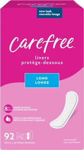 Carefree Slipeinlagen für Damen, lang, ausgewickelt, unparfümiert, 92ct | Pantiliners, - Bild 1 von 12