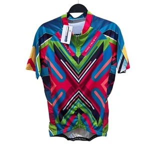 Invista Womens Size XL Coolmax Multicolor Zip Up Short Sleeve Cycling Top NWT - Picture 1 of 7