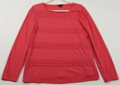 Blusa elástica Talbots Top para mujer M mediana coral cuello cuadrado encaje mangas largas Foto 1 de 4