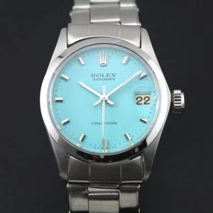 Vintage Rolex Oysterdate Precision 6466 Manual Winding Turquoise 30mm Watch - Picture 1 of 17