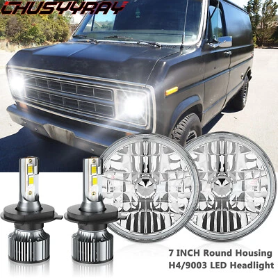 Faros LED redondos de 7 pulgadas haz alto/bajo para Ford E100 E150 Econoline 1969-1978 Foto 1 de 4