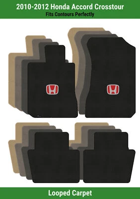Lloyd Loop Front & Rear Mats for '10-12 Accord Crosstour w/Red on Black Honda H - Image 1 of 4