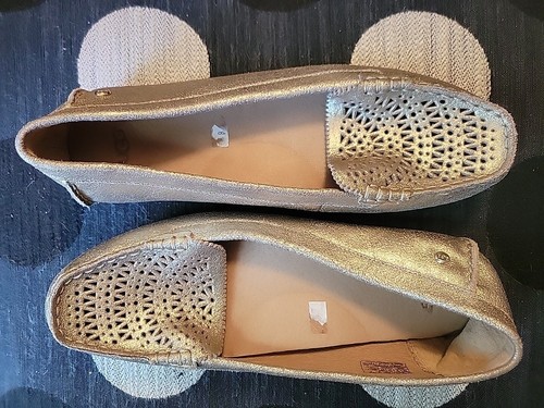 Mocassini da guida UGG donna Clair mocassini oro pelle metallica piatti 10 nuovi senza etichette