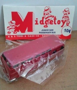 VINTAGE 1950's MIDGE TOY JUNIOR SIZE PASSENGER BUS-ORIGINAL PACKAGE-MADE IN USA - Picture 1 of 3