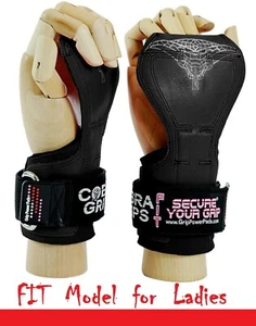 Cobra Grips FIT BLACK RUBBER Weight Lifting Gloves Heavy Duty Straps Pair New - Picture 1 of 9