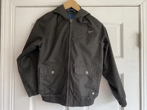 AV41 RVCA Jacket Hooded Bomber Gray Black Striped Boys Medium - Picture 1 of 3