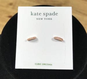 Pendientes Kate Spade diseño de vieiras delgadas tono oro rosa circonita cúbica tachuelas - Imagen 1 de 8