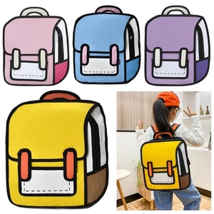 2D Comic Print Student Schoolbag Large Capacity Book Bag School - Picture 1 of 13